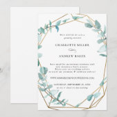 Elegant Eukalyptus Grün Gold einladung Kaart (Voorkant / Achterkant)