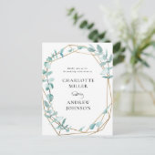 Elegant Eukalyptus Grün Gold Uitnodiging Briefkaart (Staand voorkant)