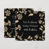 Elegant European Folk Art Birthday Kaart (Voorkant / Achterkant)