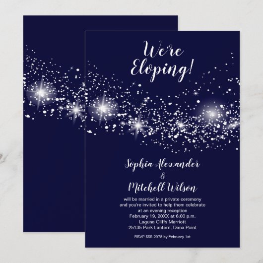 Elegant Evening Sky Elopement Reception Uitnodigin (Voorkant / Achterkant)