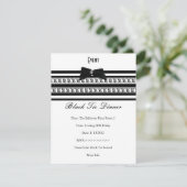 Elegant Event Formele Black Stropdas White Dinner Kaart (Staand voorkant)