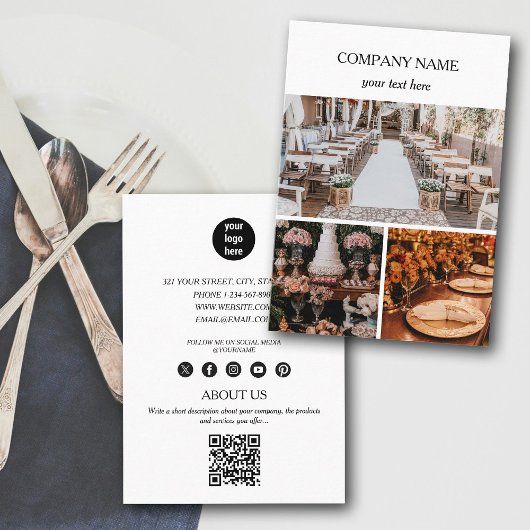 Elegant Event Planning Business 3 Foto's QR Code Visitekaartje