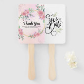 Élégant éventail à main de mariage "Merci" à fleur (Devant et derrière)