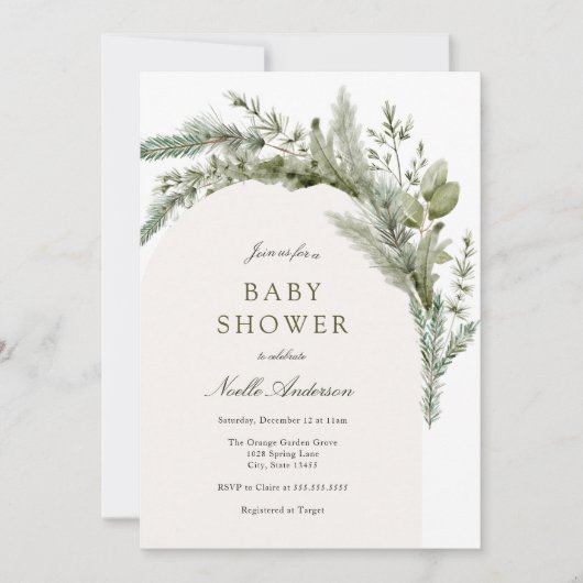 Elegant Evergreen Arch Baby shower Kaart (Voorkant)