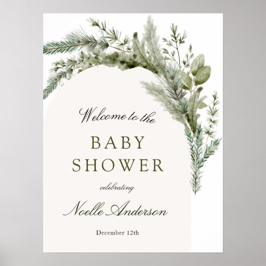 Elegant Evergreen Arch Baby shower Welkom Poster (Voorkant)