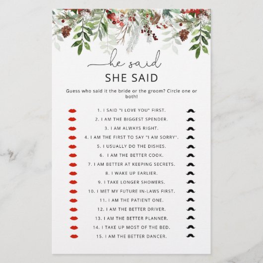 Elegant evergreen Hij zei dat ze een bruidsspel ze (Voorkant)