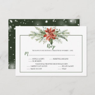Elégant Evergreens et Poinsettia Noël RSVP