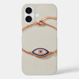 Elegant Evil Eye Bracelet with Gemstones iPhone 16 Hoesje