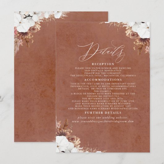 Elegant Exotic Boho Wedding Details Informatiekaartje (Voorkant / Achterkant)