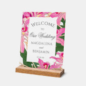 Elégant Exotic Rose Orchidée Fleurs Mariage Bienve (Angle)