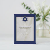 Elegant Fabric Bar Mitzvah Reply Card bij de marin RSVP Kaartje (Staand voorkant)