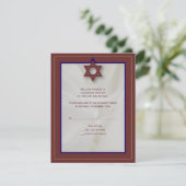 Elegant Fabric Bar Mitzvah Reply in Bourgogne RSVP Kaartje (Staand voorkant)