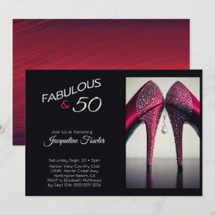 Elegant Fabulous 50 High Heels Red Glam Sparkle Kaart
