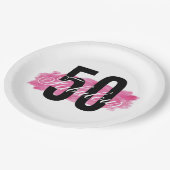 Elegant Fabulous 50 Roze Waterverf Verjaardag Papieren Bordje (Gekanteld)