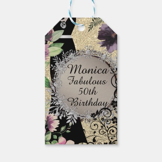Elegant Fabulous 50th Verjaardag gepersonaliseerd Cadeaulabel (Voorkant)