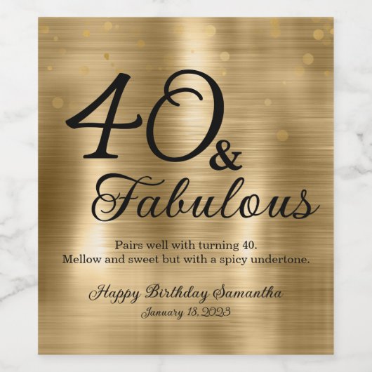 Elegant Fabulous Verjaardagsfeestje Wijnlabel Wijn Etiket (Enkel label)