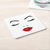 Elegant Face Vierkante Kartonnen Onderzetter (Schuin)