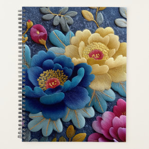 Élégant Façon Broderie Florale Pivoine Vintage