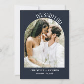 Elégant faire-part Arch Navy Blue Elopement (Devant)