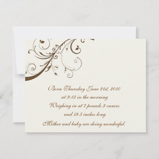 Élégant Faire-part bébé (Dos)