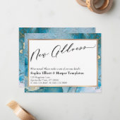 Elégant Faire-part d'adresses Blue and Gold (Devant/Arrière en situation)