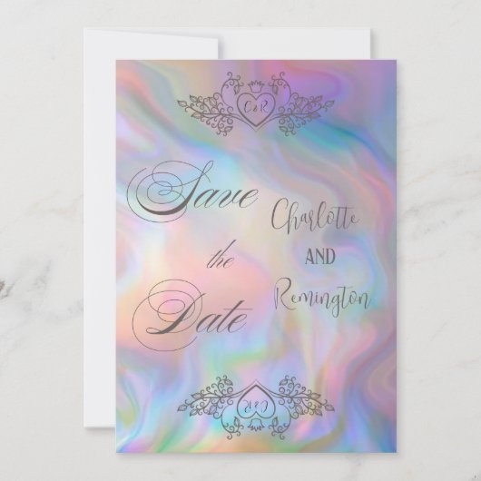 Élégant faire-part de couleur nacrée à conserver (Devant)