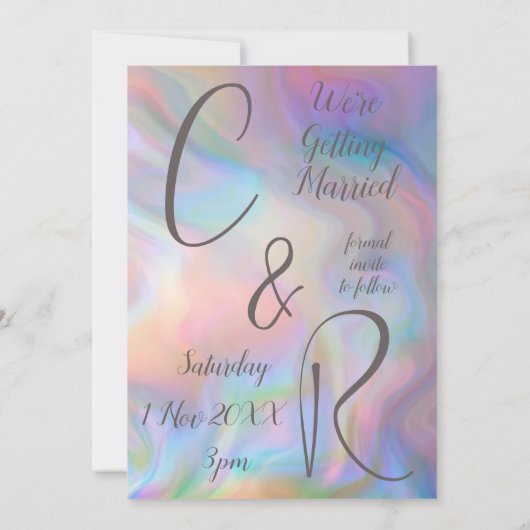 Élégant faire-part de couleur nacrée à conserver  (Dos)