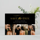 Élégant faire-part de date de mariage à 3 photos e (Debout devant)