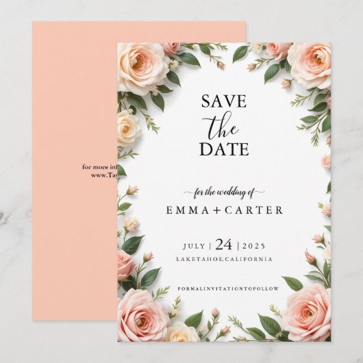 Élégant faire-part de date de mariage avec bordure (Devant / Derrière)