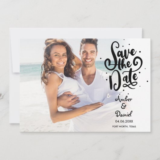 Élégant Faire-Part de Date de Mariage Moderne avec (Devant)