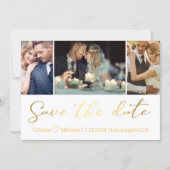 Élégant Faire-Part de Date de Mariage Script Or 3 (Devant)