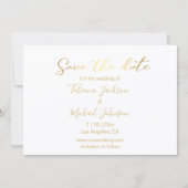 Élégant Faire-Part de Date de Mariage Script Or 3 (Dos)