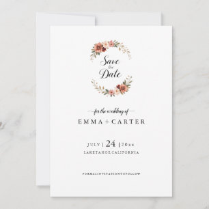 Élégant faire-part de date de sauvegarde avec rose