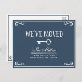 Élégant Faire-part de déplacement de clé bleue mar (Devant / Derrière)