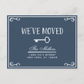 Élégant Faire-part de déplacement de clé bleue mar (Devant)