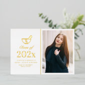 Élégant faire-part de diplôme de pharmacie or (Debout devant)