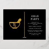 Élégant faire-part de diplôme de pharmacie or (Verso)