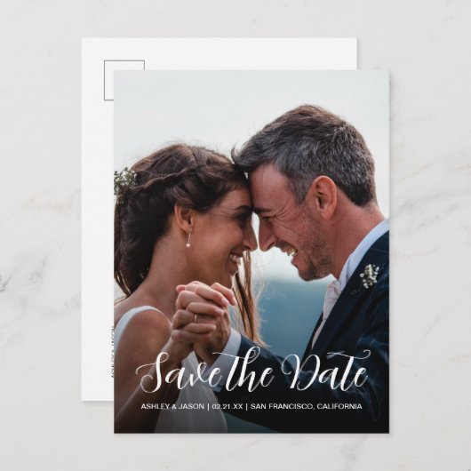 Élégant faire-part de fiançailles avec photo à l'é (Devant / Derrière)