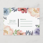 Élégant Faire-Part de Fleurs Aquarelle Moderne (Dos)