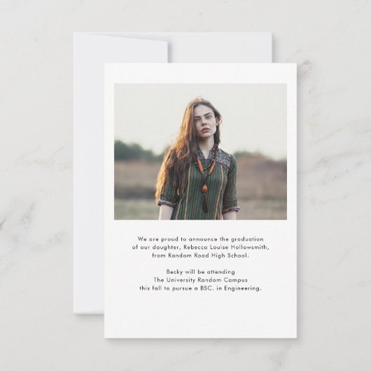 Élégant Faire-part de Grad Photo Script Grad (Dos)