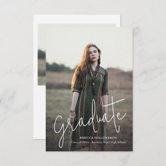 Élégant Faire-part de Grad Photo Script Grad (Devant / Derrière)