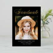 Élégant Faire-part de Graduation du script Gold Fo (Debout devant)