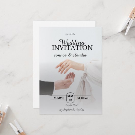 Élégant faire-part de mariage (Devant/Arrière en situation)