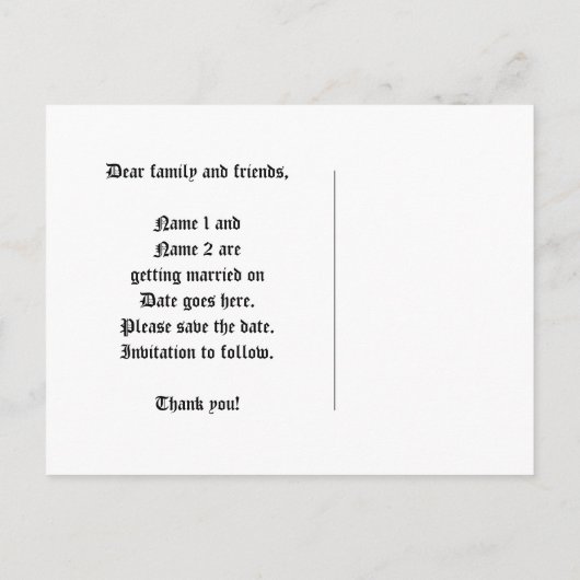 Élégant faire-part de mariage (Dos)