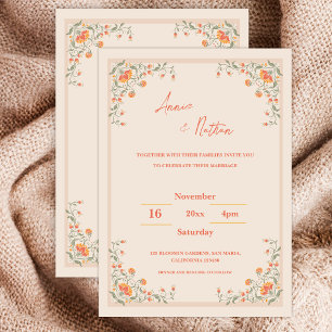 Elégant Faire-part de mariage à cadre Floral Orang