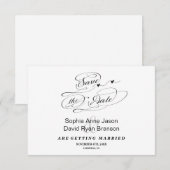 Élégant faire-part de mariage à calligraphie noir  (Devant / Derrière)