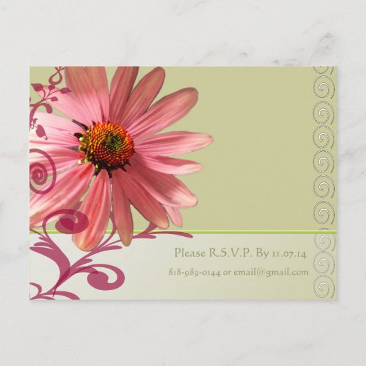 Élégant Faire-part de mariage à cône rose (Dos)