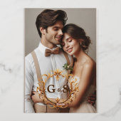 Élégant Faire-Part de Mariage à Feuille d'Or (Verso)