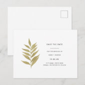Élégant faire-part de mariage à feuille d'or "Save (Devant / Derrière)