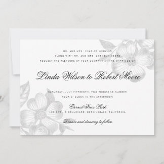 Élégant Faire-part de mariage à fleur de bois de c
